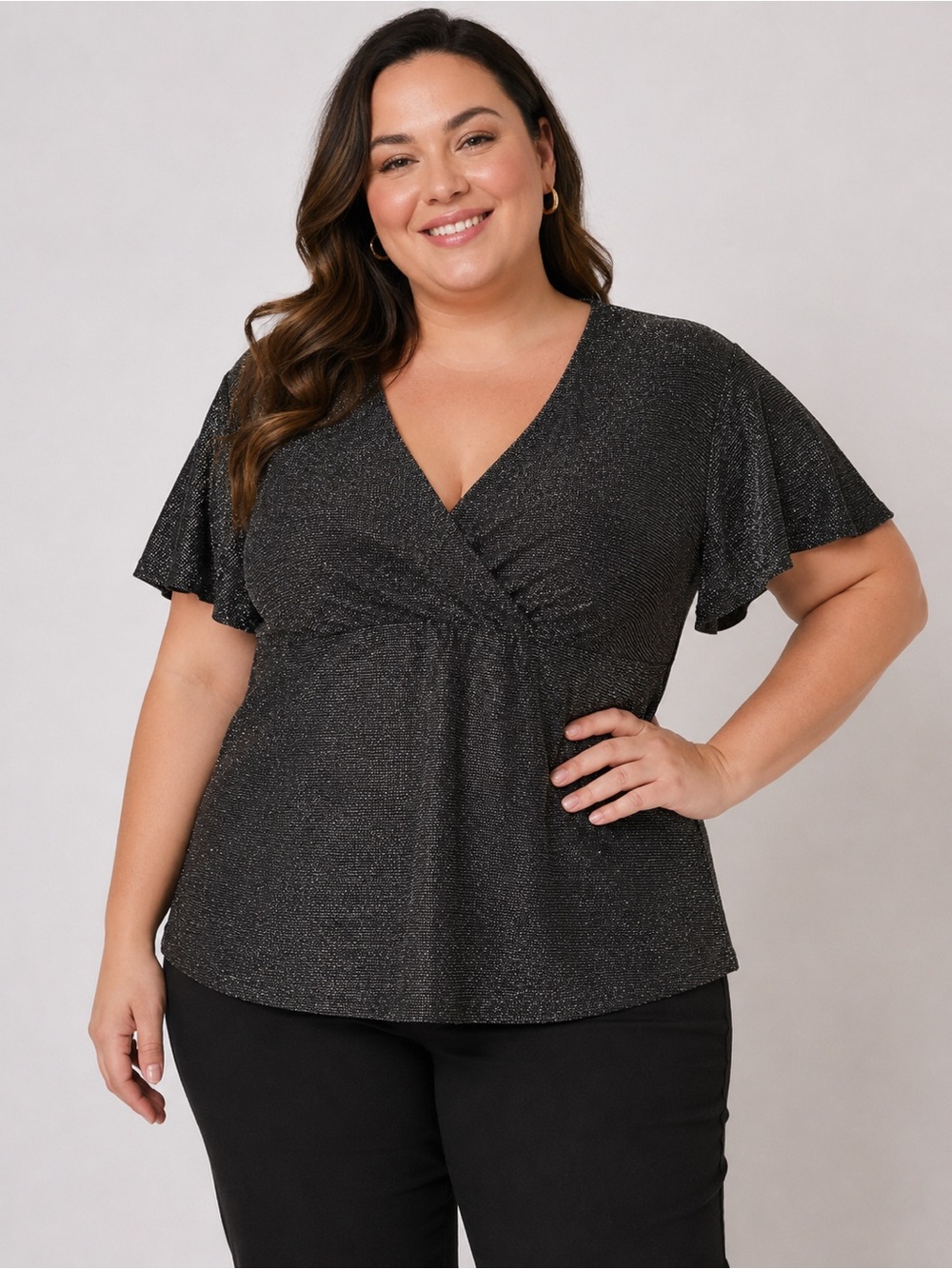 Addition Elle Shimmer Wrap-Style Top | Plus Size